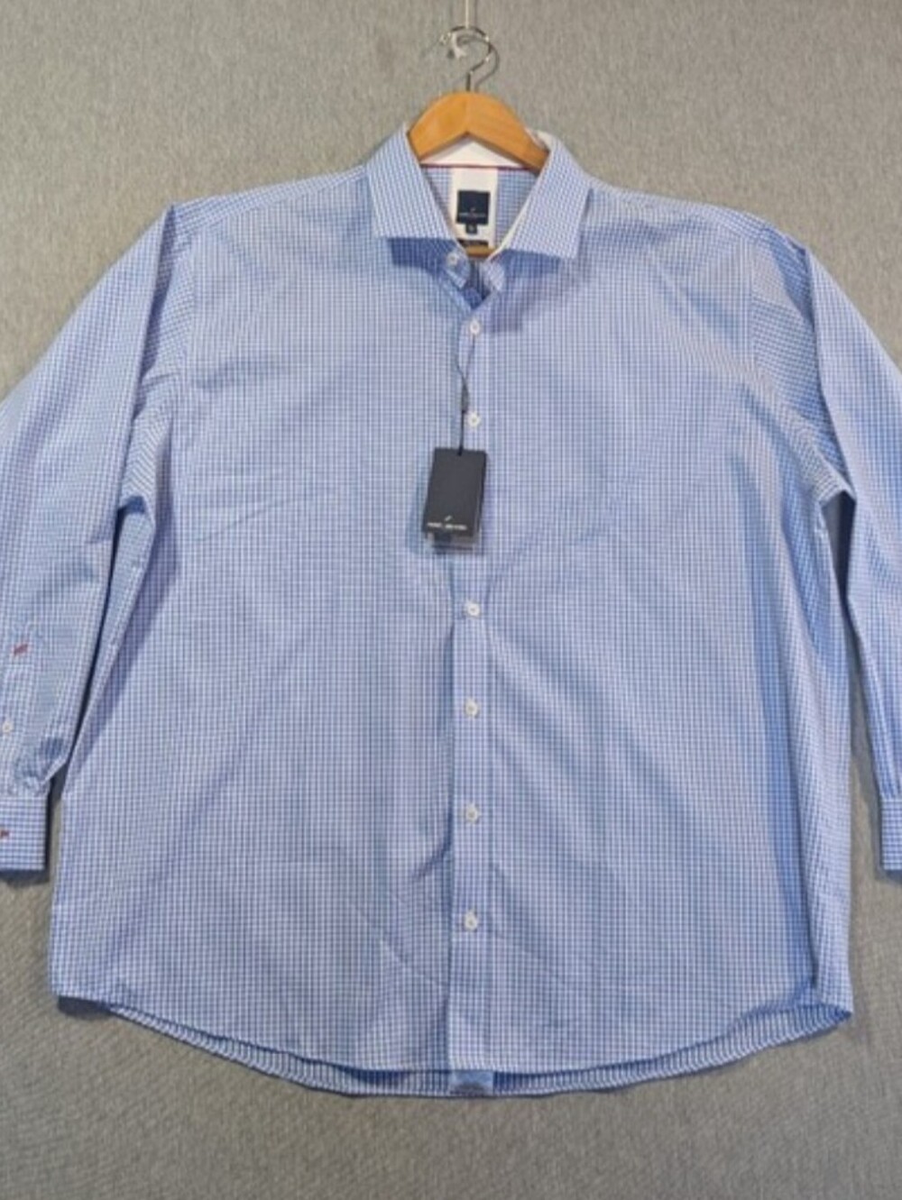 Daniel Hechter Non Iron Button Shirt Men's 2X Blue White Check NWT